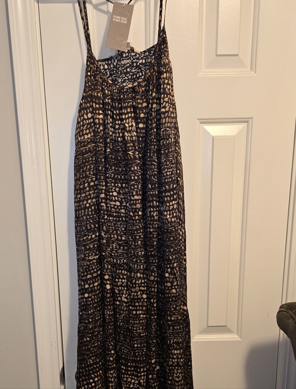 H&M Brown and Cream Printed Maxi Silk Dress